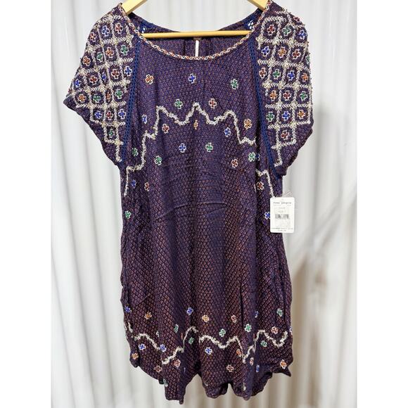 Free People Bead It Midi Dress Sz Large Purple Orange Woven NWT Boho Festival - Picture 12 of 12